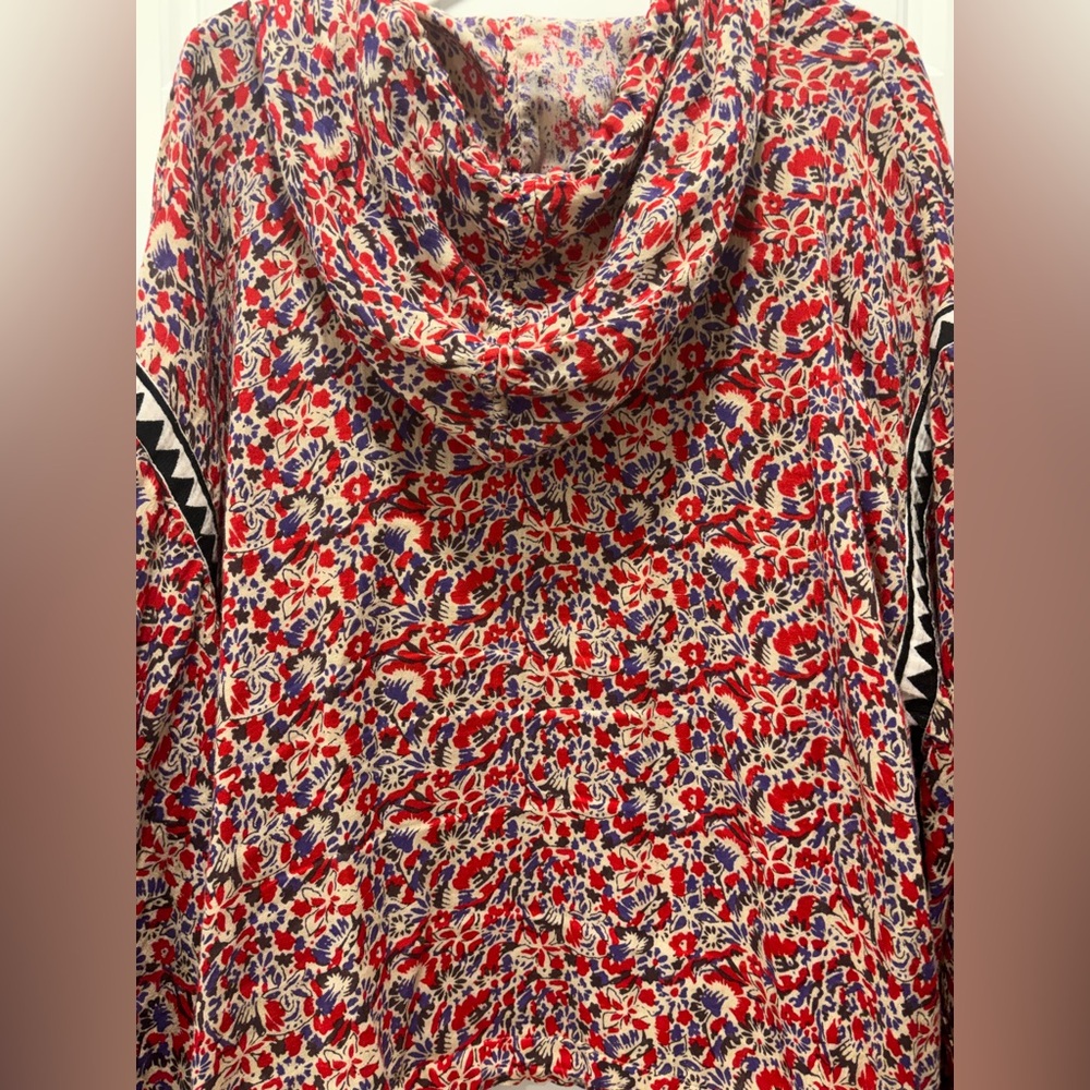 Free People Floral Patterned Hoodie with Geometric Accents GUC - Picture 8 of 8